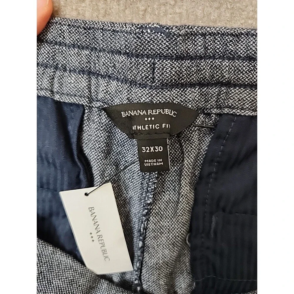 Banana Republic Linen Blend Crop Pants Men 32x30(27) Woven Blue Athletic Fit NEW